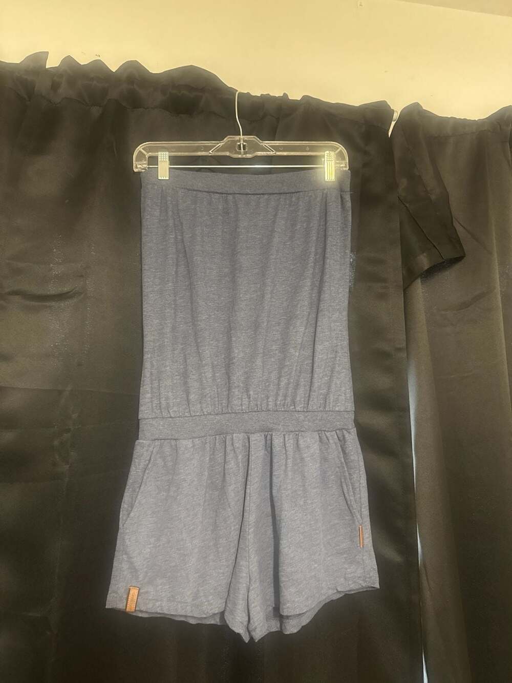 Naketano Blue Strapless Heathered Knit Romper Jumpsuit